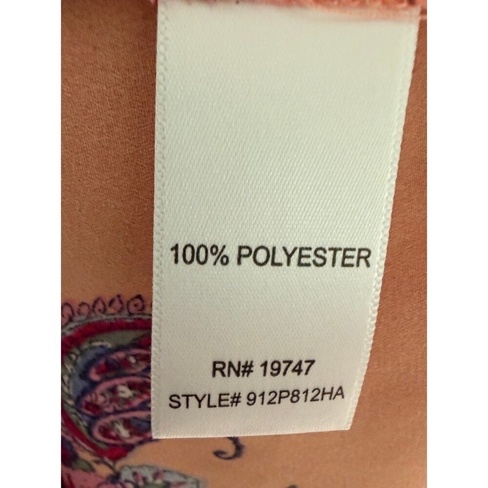 Counterparts Floral Ruched Long Sleeve Blouse Peach Pink Medium - Picture 6 of 8